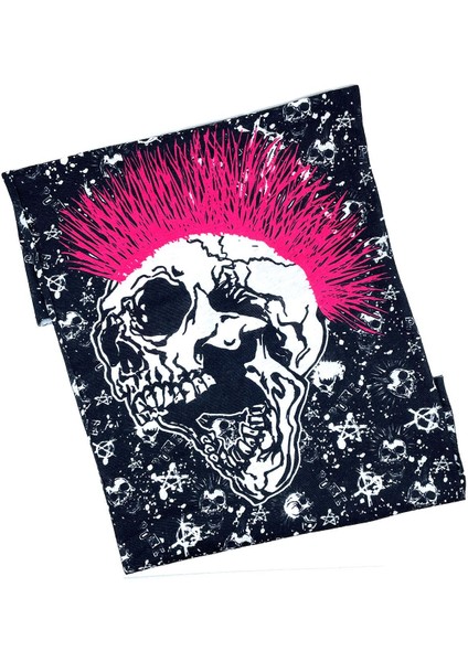 Punk Skull Siyah Fuşya Bandana BND14