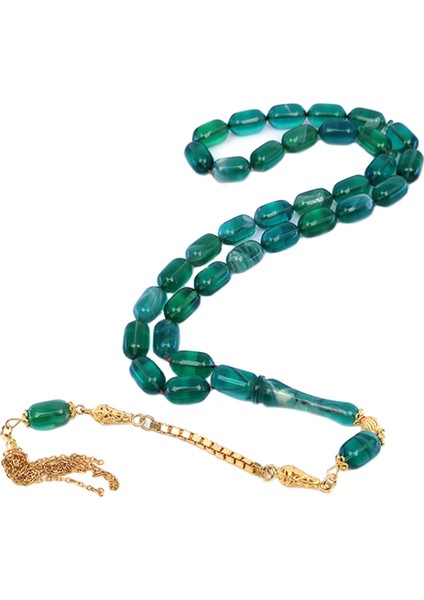 Sarı Gümüş Püsküllü Kapsül Kesim Ateş Kehribar Tesbih