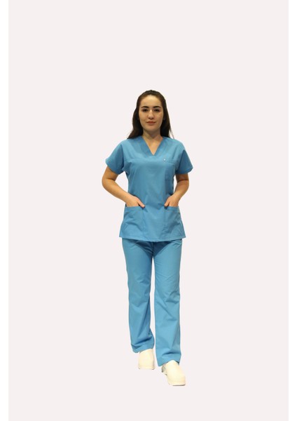 Hemşire Doktor Üniforması Terycoton Turkuaz Cerrahi Takım