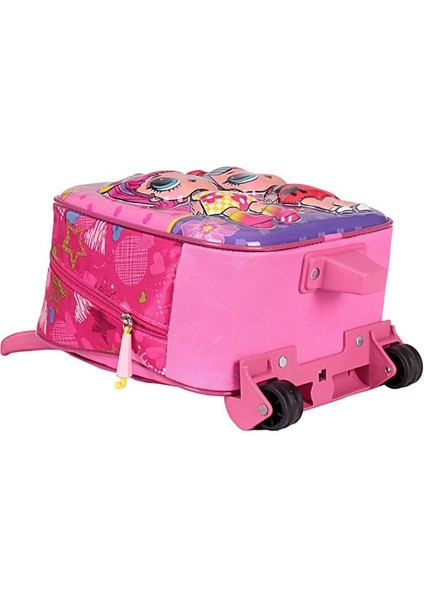 Anaokulu Kreş Çocuk Valiz Sırt Çantası Çekçekli Happy Lol Bebek Şeker Kız Sert Ön Yüzey 5d Pembe fırsatları