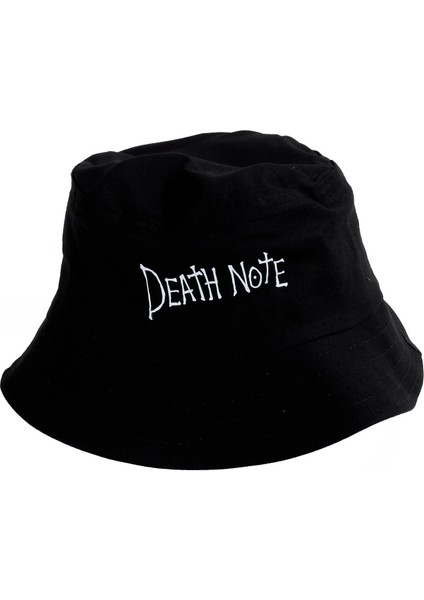 Siyah Death Note Baskılı Balıkçı Şapka
