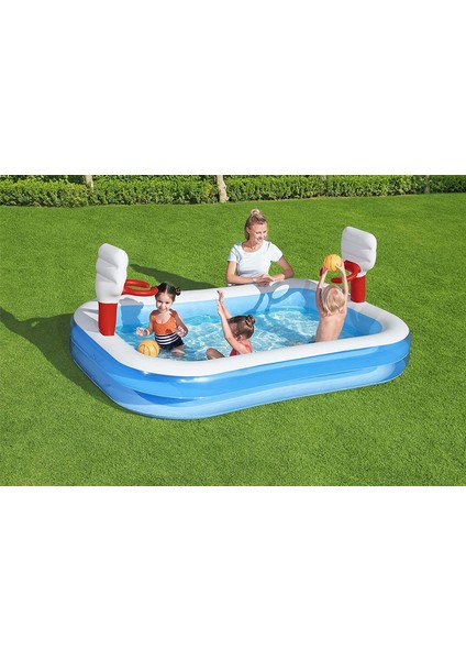 (54122 )Bestway Basketbol Potalı Şişme Çocuk Havuzu 251X168X102 cm