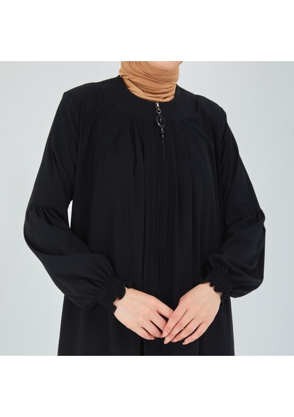 Nursel Kolu Nervürlü Piliseli Medine Ipeği Kadın Ferace indirimleri