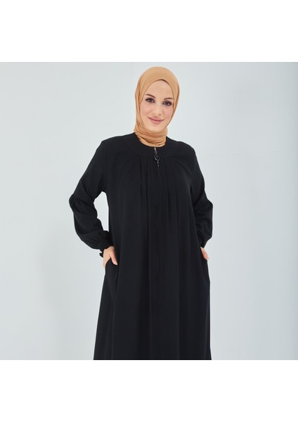 Nursel Kolu Nervürlü Piliseli Medine Ipeği Kadın Ferace indirimleri