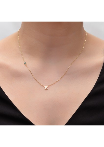 E Harfli Nazar Boncuklu Altın Kolye KLA.209.01.00.0E fiyatları