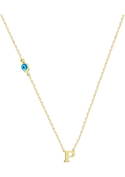 P Harfli Nazar Boncuklu Altın Kolye KLA.209.01.00.0P