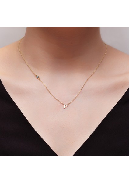 P Harfli Nazar Boncuklu Altın Kolye KLA.209.01.00.0P fiyatları