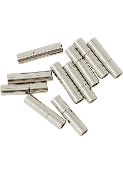 5X10 Set Gümüş Deri Tutkal Içinde Süngü Itme Tüp Toka Takı Yapımı 17X4MM 5 Adet (Yurt Dışından)