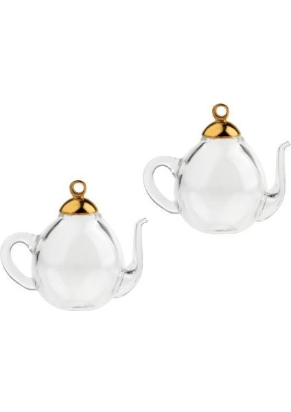 10X2PCS Mini Çaydanlık Boş Cam Dileğiyle Şişe Flakon Kolye Charms Zanaat Altın 10 Adet (Yurt Dışından)