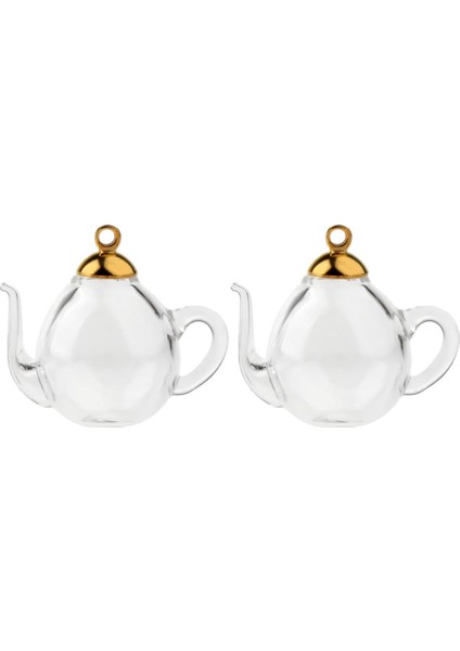 10X2PCS Mini Çaydanlık Boş Cam Dileğiyle Şişe Flakon Kolye Charms Zanaat Altın 10 Adet (Yurt Dışından) fırsatları