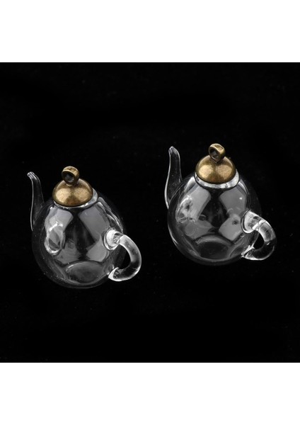 2X2PCS Mini Çaydanlık Boş Cam Dileğiyle Şişe Flakon Kolye Charms Zanaat Pirinç 2 Adet (Yurt Dışından) fiyatları