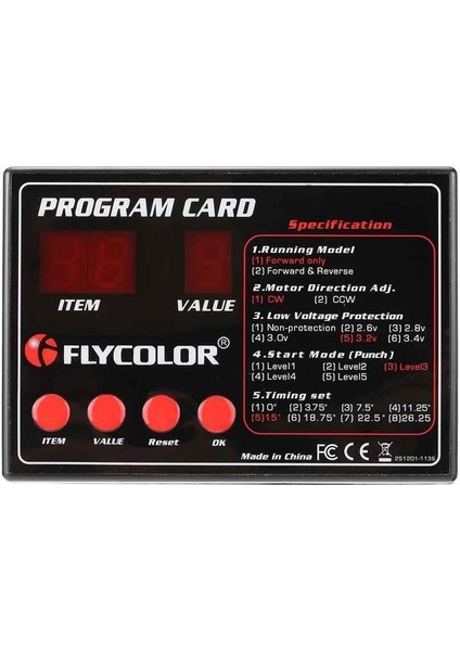 Flycolor Programlama Kartı - Esc Hız Kontrol Sürücüsü Uyumlu