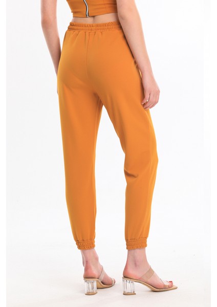 Beli ve Paçası Lastikli Cepli Scuba Krep Pantolon PNT33884 Safran fırsatları