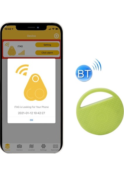 2 Adet Bluetooth Anti-Kayıp Iki Yönlü Alarm Yeşil (Yurt Dışından)