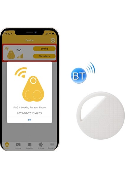 2 Adet Bluetooth Anti-Kayıp Iki Yönlü Alarm Beyaz (Yurt Dışından)
