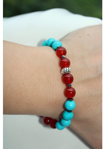 Doğal Akik & Turkuaz Taşlı Bileklik modelleri