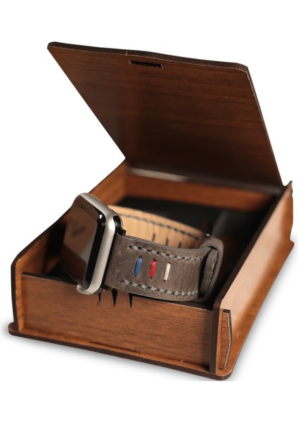 Apple Watch 42MM 44MM 45MM 49MM 3 / 4 / 5 / 6 / Se / 7 / 8 / 9 Ultra Ultra 2 Deri Kordon Hakiki Crazy Deri Kayış Gri modelleri