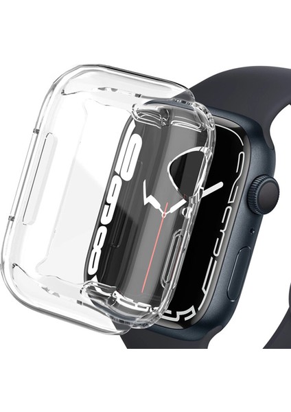 Apple Watch Uyumlu 7 45 mm Önü Kapalı Tasarım Silikon Kılıf - Şeffaf fiyatları