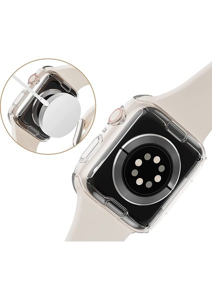 Apple Watch Uyumlu 7 45 mm Önü Kapalı Tasarım Silikon Kılıf - Şeffaf modelleri