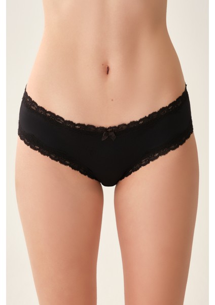 Siyah Dantel Detaylı Micro Kumaş Brazillian