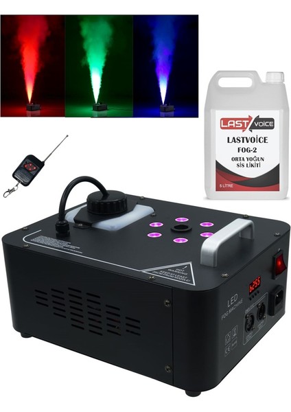 VOLCANO-2000LK Dmx Sis Makinası 2000 Watt LED Işıklı ve Uzaktan Kumandalı (5 Litre Likitli)