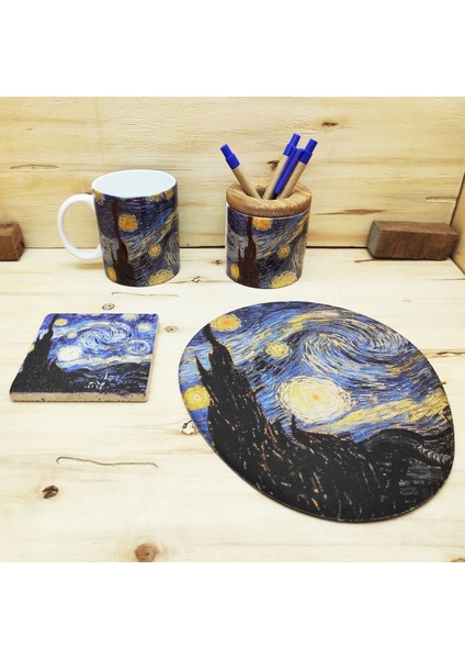 Vincent Van Gogh Set 2 - Kupa-Mousepad-Traverten Bardak Altlığı-Kalemlik 1