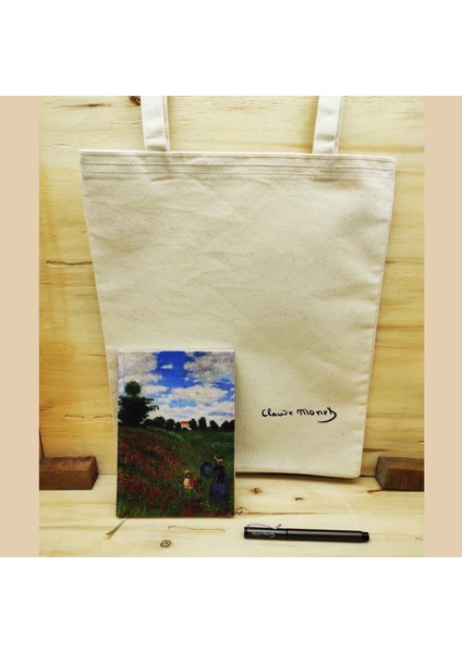 Claude Monet Set 7 - Defter-Kalem-Kanvas Çanta 1