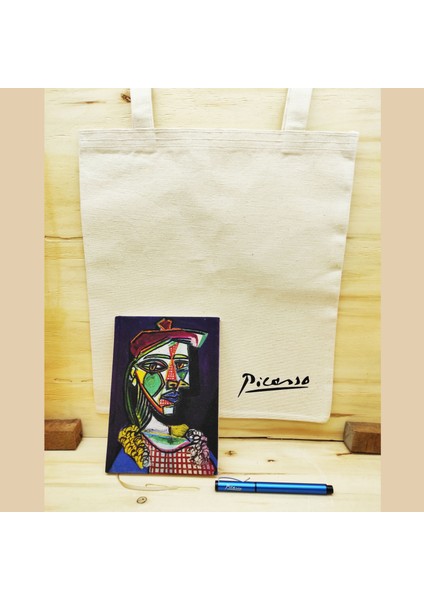 Pablo Picasso Set 7 - Defter-Kalem-Kanvas Çanta 1