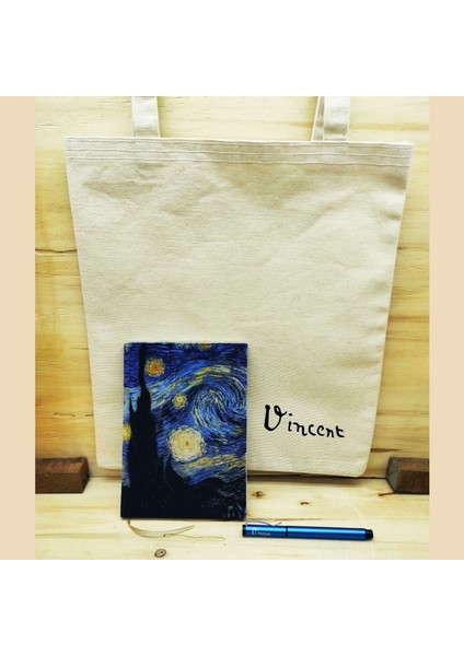 Vincent Van Gogh Set 7 - Defter-Kalem-Kanvas Çanta 1