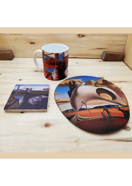 Salvador Dali Set 1 - Kupa-Mousepad-Traverten Bardak Altlığı