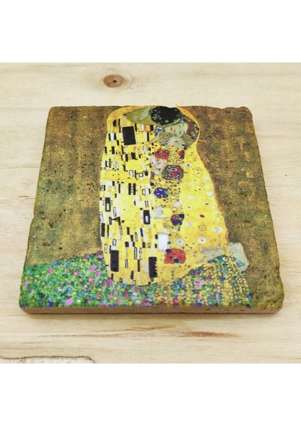 Gustav Klimt Set 5 - Çay/kahve Fincanı-Traverten Bardak Altlığı-Kalem-Defter-Kanvas Çanta 1