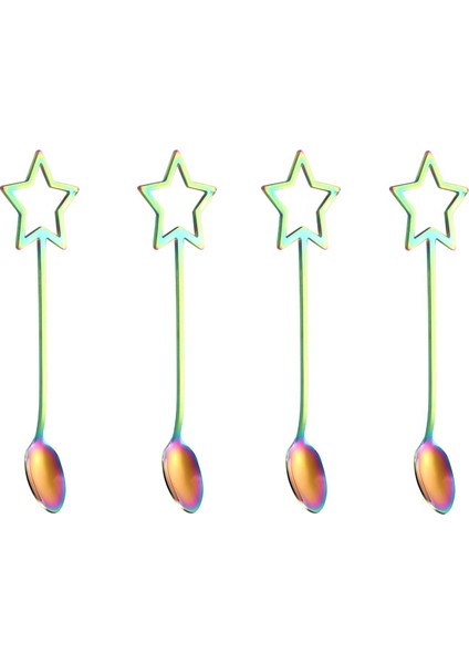 304 Paslanmaz Çelik Kahve,dondurma, Tatlı, Karıştırma Kaşığı Karikatür Beş Köşeli Yıldız (Yurt Dışından)