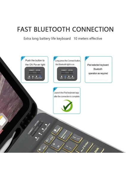 iPad Mini 4/5 Için Arkadan Aydınlatmalı Kalem Yuvalı iPad Klavye Kılıfı (Yurt Dışından)