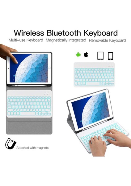 iPad Mini 4/5 Için Arkadan Aydınlatmalı Kalem Yuvalı iPad Klavye Kılıfı (Yurt Dışından)