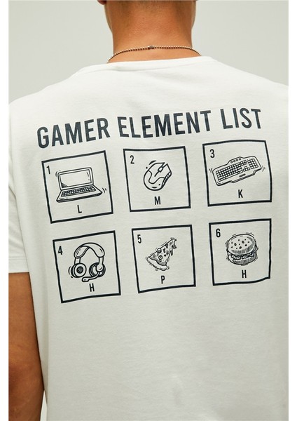 Erkek Tişört Gamer Element T-Shirt Kırık Beyaz indirimleri