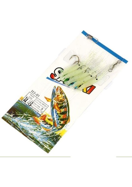 Profısher 5 Adet Silikon Simli Bıyık Fosforlu Karides Olta 17