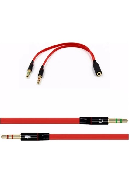 Kulaklık Mikrofon Ayırıcı Splitter 2x3.5 mm Yüksek Kalite Stereo Kablo