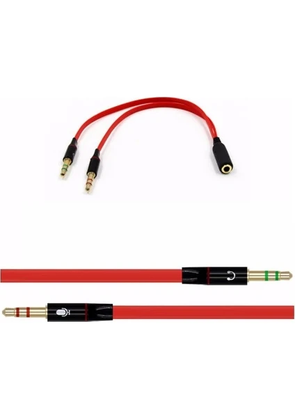 İstanbul Teknoloji Kulaklık Mikrofon Ayırıcı Splitter 2x3.5 mm Yüksek Kalite Stereo Kablo