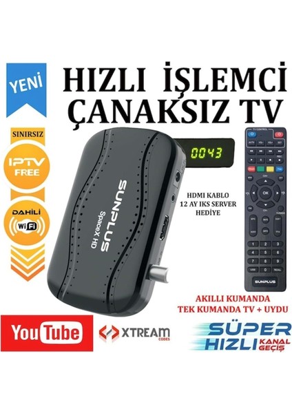 Spacex Çanaksız Iptv Dahili Wifi Ucast HD Uydu Alıcı modelleri