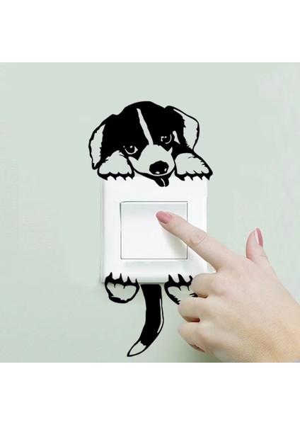 Sevimli Köpekler Anahtarı Paneli Çıkartmalar Ev Dekorasyon Diy Karikatür Köpek Hayvanlar 3D Vinil Duvar Sanatı Çocuk Odası Duvar Çıkartmaları Posterler (Yurt Dışından)