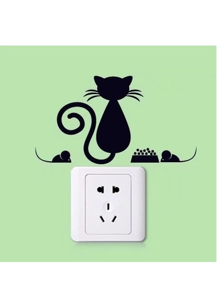 004 Dıy Yaratıcı Siyah Kedi Aşk Karikatür Çıkarılabilir Anahtarı Çıkartmalar Pvc Duvar Sticker Vinil Çıkartması Ev Dekorasyonu Çıkartması Soket Yapıştırın (Yurt Dışından)