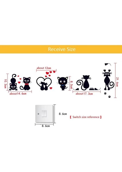 004 Dıy Yaratıcı Siyah Kedi Aşk Karikatür Çıkarılabilir Anahtarı Çıkartmalar Pvc Duvar Sticker Vinil Çıkartması Ev Dekorasyonu Çıkartması Soket Yapıştırın (Yurt Dışından)