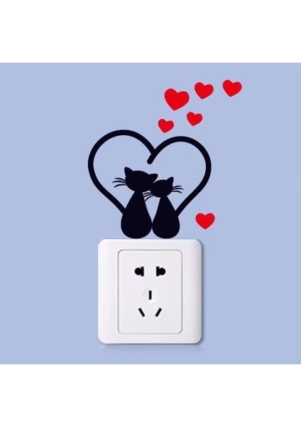 002 Dıy Yaratıcı Siyah Kedi Aşk Karikatür Çıkarılabilir Anahtarı Çıkartmalar Pvc Duvar Sticker Vinil Çıkartması Ev Dekorasyonu Çıkartması Soket Yapıştırın (Yurt Dışından)