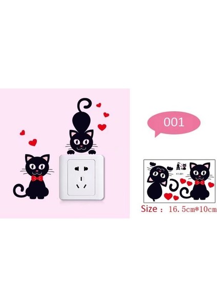 001 Dıy Yaratıcı Siyah Kedi Aşk Karikatür Çıkarılabilir Anahtarı Çıkartmalar Pvc Duvar Sticker Vinil Çıkartması Ev Dekorasyonu Çıkartması Soket Yapıştırın (Yurt Dışından) indirimleri