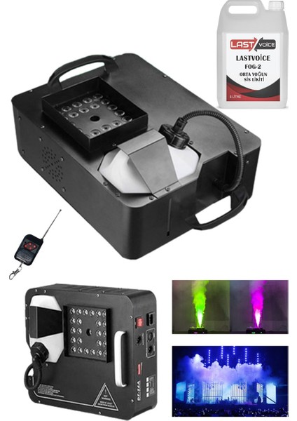 VOLCANO-2500LK Dmx Sis Makinası 2500 Watt LED Işıklı Uzaktan Kumandalı (5 Litre Likitli)