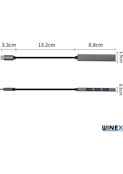 Macbook, Phone, Android Type-C To 4xusba Çoğaltıcı Adaptör Port Hub