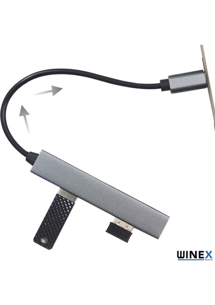 Macbook, Phone, Android Type-C To 4xusba Çoğaltıcı Adaptör Port Hub