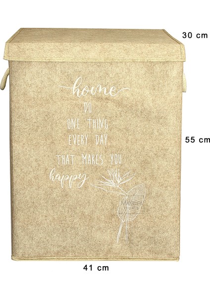 Kapaklı Keçe Kirli Çamaşır Sepeti - Çok Amaçlı Saklama Kutusu Mega Hurç 55 x 41 x 30 cm Bej modelleri