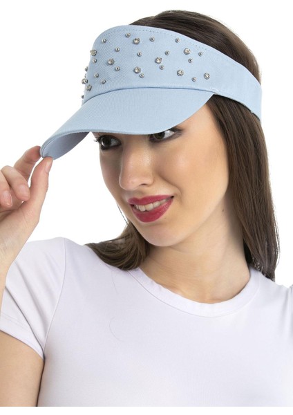 Saria Moda Taşlı Mavi Tenisci Şapka