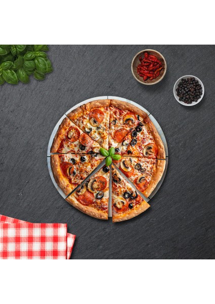 Pizza Servis Tabağı | Supreme Mermer | Mottolu Pizza Tabağı | Çap 32cm